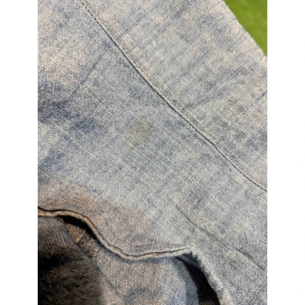J.Crew Chambray Dress V-Neck‎ Tie Sleeve Ruffle Hem Casual Blue Size 0 (Read)
